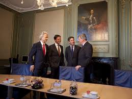 Wilders with coalition leaders