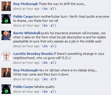EDL Rochdale riot Facebook comments(2)