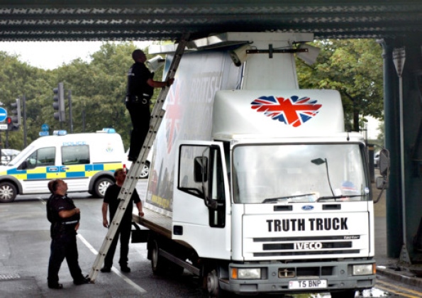 BNP Truth Truck stuck