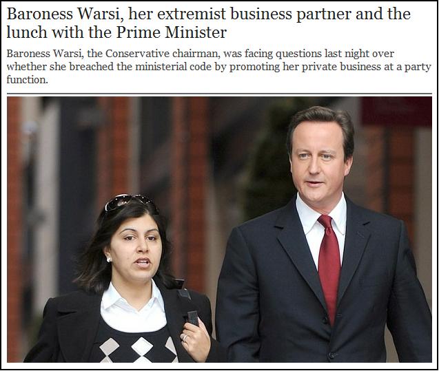 Baroness Warsi extremist business partner