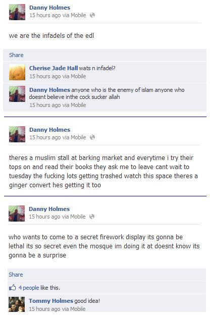 Danny Holmes' Facebook threats