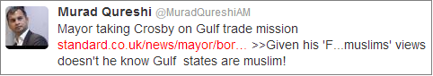 Murad Qureshi Gulf trade mission tweet
