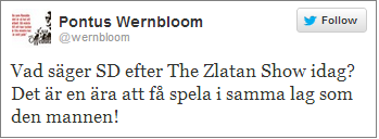 Pontus Wernbloom Zlatan tweet