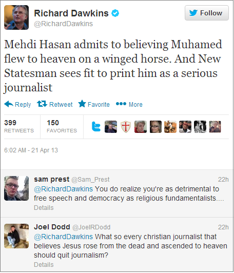 Richard Dawkins Mehdi Hasan tweet