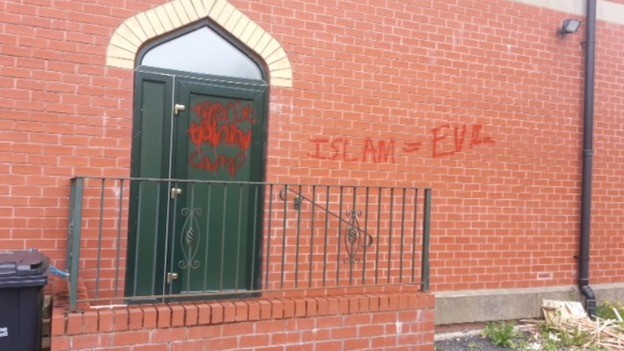Bolton mosque graffiti