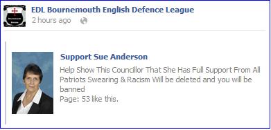 EDL Bournemouth Support Sue Anderson