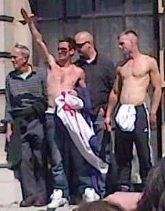 EDL fascist salute at Downing Street demo