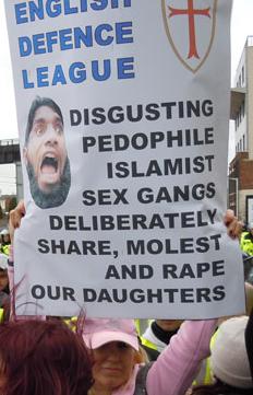 EDL paedophile sex gangs placard