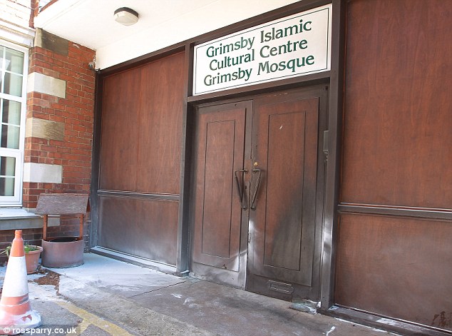 Grimsby mosque scorched door