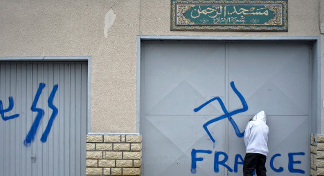 Lyon mosque fascist graffiti