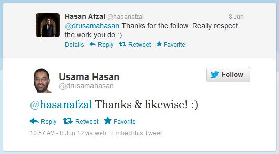 Usama Hasan and Hasan Afzal love-in