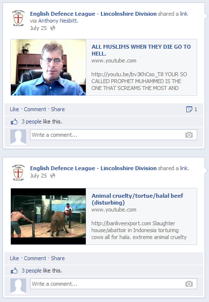 EDL Lincolnshire Division Facebook