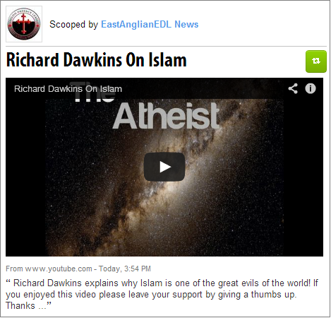 East Anglian EDL recommends Dawkins