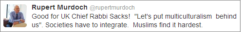 Rupert Murdoch Muslim integration tweet