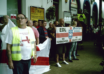 Bill Baker with EDL in Brighton
