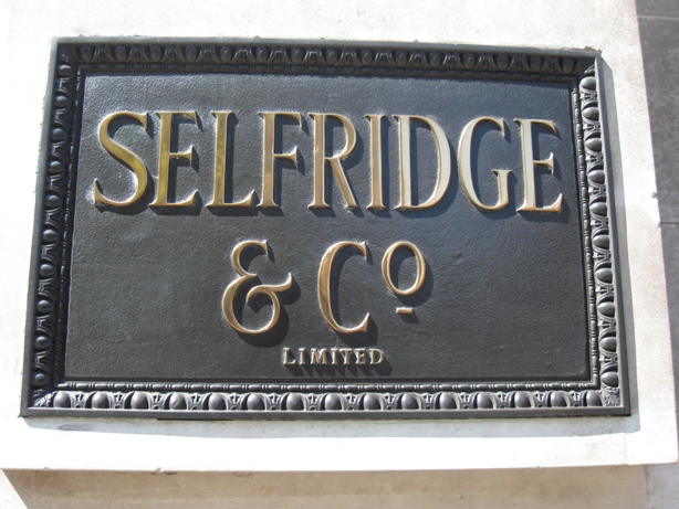 Selfridges nameboard