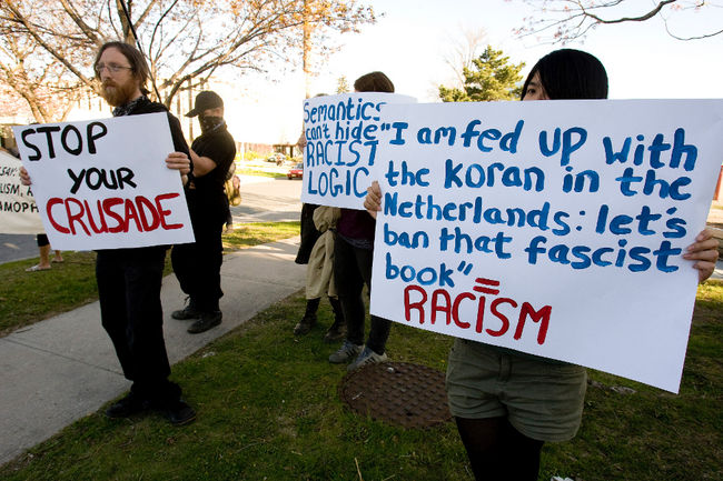 Anti-Wilders protestors in Toronto