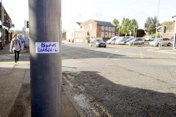 Astley Bridge anti-Islam sticker