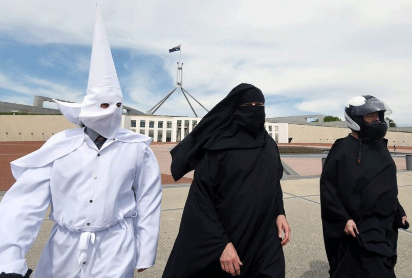 Australian parliament anti-burqa protest