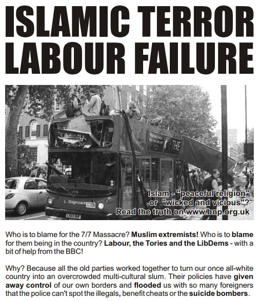 BNP Islamic Terror leaflet