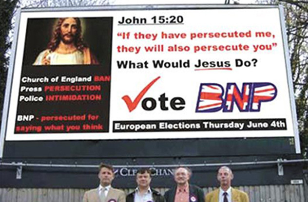 BNP What Would Jesus Do election poster