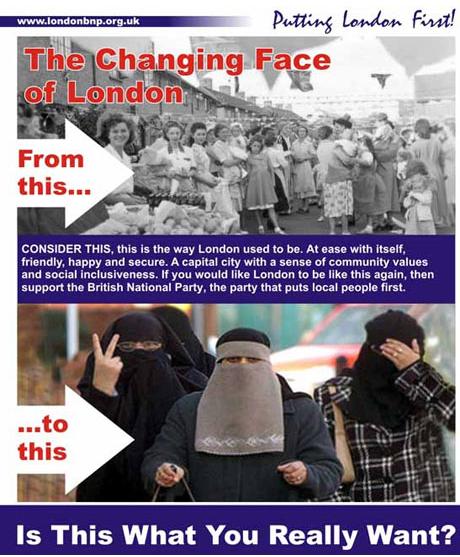 BNP changing face of london leaflet