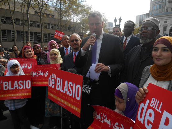 Bill de Blasio at rally