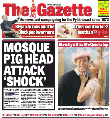 Blackpool Gazette front page