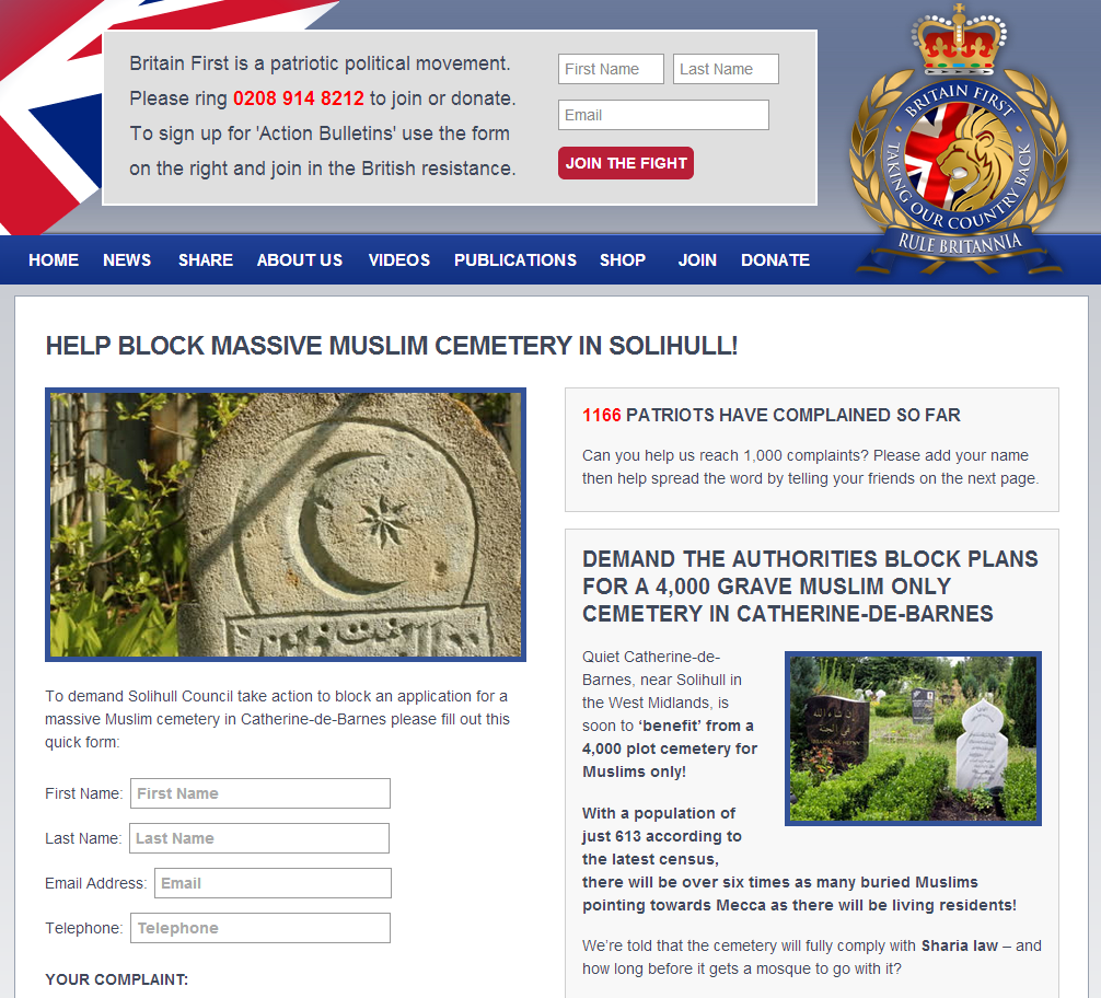 Britain First Solihull cemetery campaign (2)