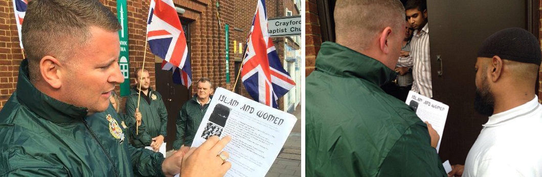 Britain First at Crayford mosque August 2014