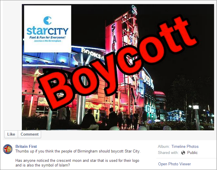 Britain First exposes Star City logo