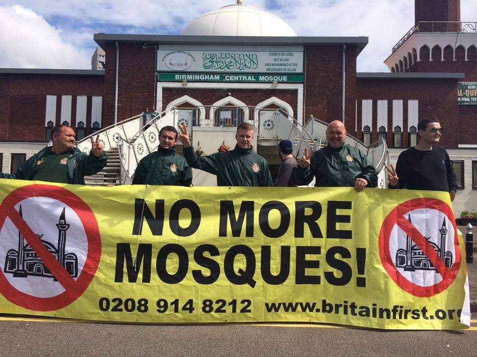 Britain First outside Birmingham Central Mosque