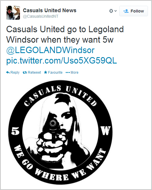 Casuals United Legoland protest