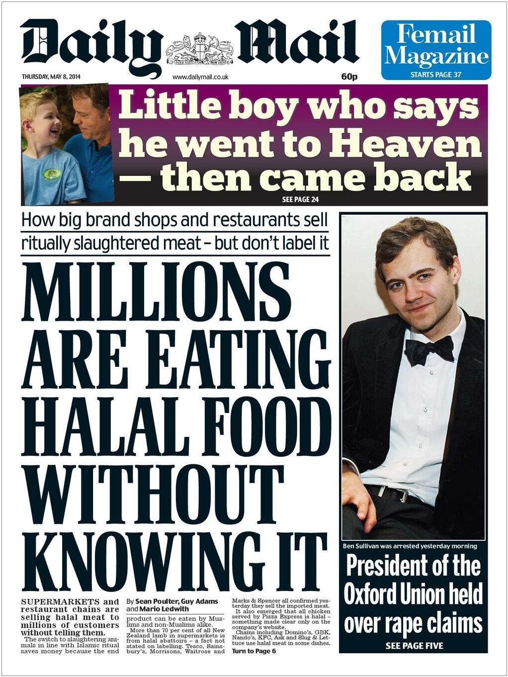 Daily Mail Millions Are Eating Halal Food front page