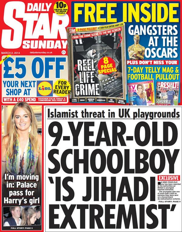 Daily Star Sunday jihadi extremist headline