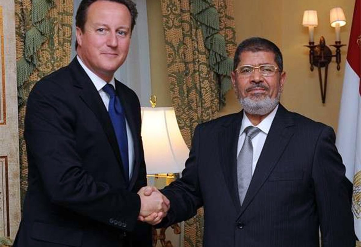 David Cameron with Mohammed Morsi