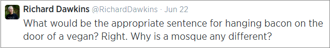Dawkins vegan bacon tweet