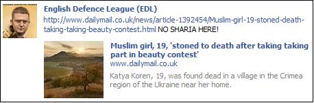 EDL Daily Mail stoning story