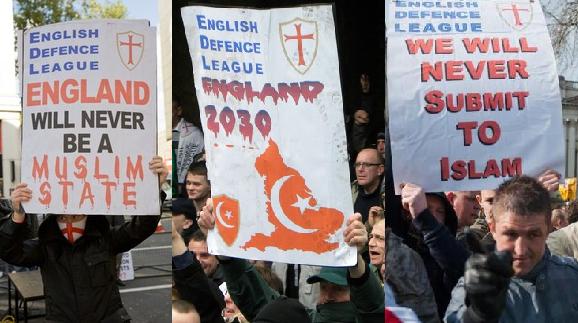 EDL anti-Islam placards
