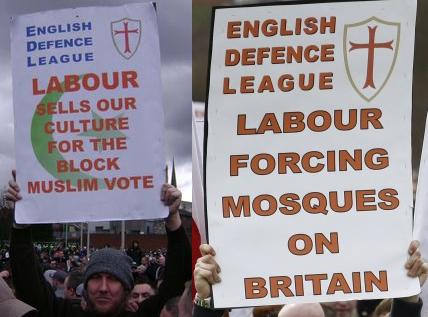 EDL anti-Labour placards