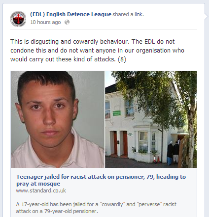 EDL condemns attack on 79-year-old Muslim