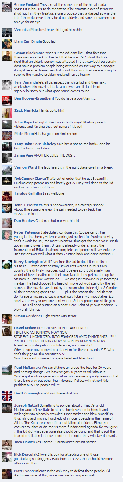 EDL debates attack on 79-year-old Muslim