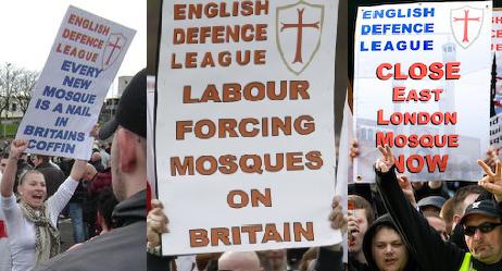 EDL mosque placards