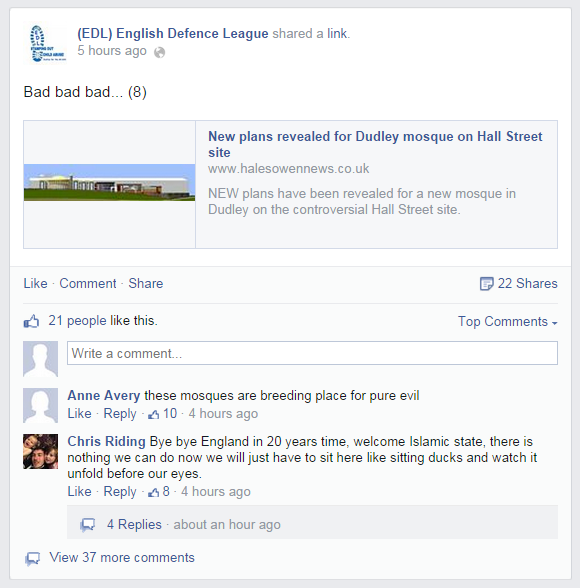 EDL on Dudley mosque plan