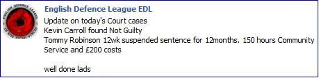 EDL reaction to Lennon's sentence