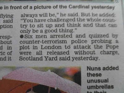 Express 'corrects' Muslim Plot to Kill Pope story