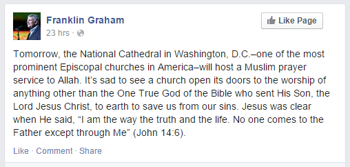Franklin Graham condemns National Cathedral