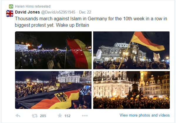 Helen Hims RT David Jones on PEGIDA