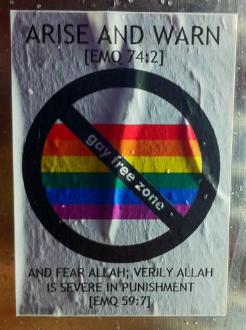 Homophobic sticker Tower Hamlets