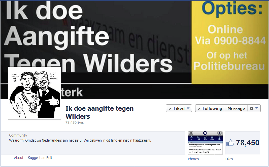 Ik doe aangifte tegen Wilders